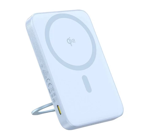 Baseus PicoGo mágneses powerbank állvánnyal, Qi2, 5000mAh, 20W (kék)