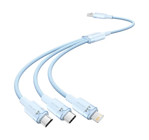 USB 2.0 A-3in1 3A kábel Vention CTPLG 1.5M (kék)