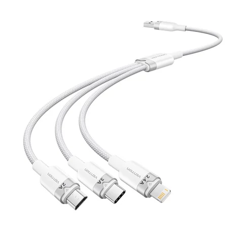 USB 2.0 A-3in1 3A kábel Vention CTPWG 1.5M (fehér)