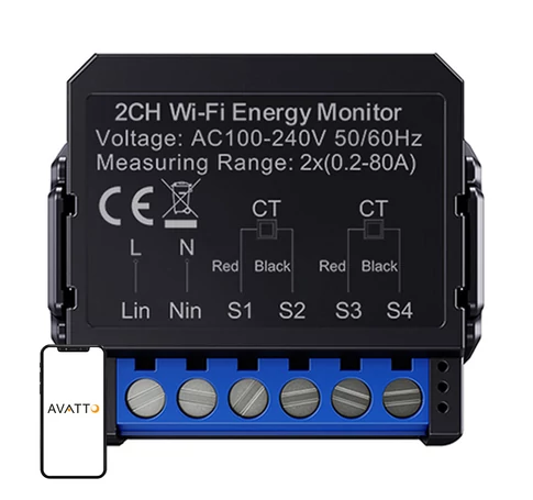 Avatto WiFi WPM16-2 intelligens kétirányú energia-mérő
