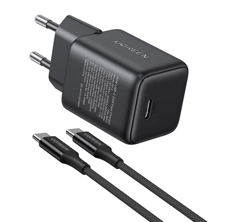 Ugreen X513 GaN USB-C fali töltő + 1 m-es USB-C kábel (fekete)