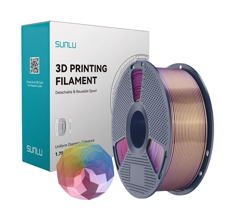Sunlu PLA+ Silk négy színű nyomószál (kék–lila–piros–arany)