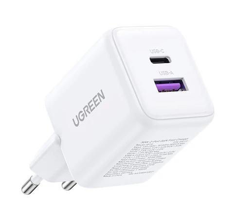 Ugreen X516 USB + USB-C fali töltő, GaN, 30 W (fehér)