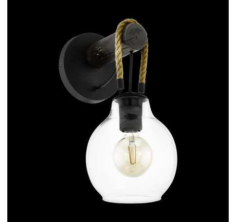 Fali E27 1x40W fekete/fa Roding