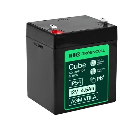 Green Cell AGM VRLA 12V 4.5Ah karbantartásmentes akkumulátor pénztárgépekhez, játékokhoz, kamerákhoz (90x70x106mm)