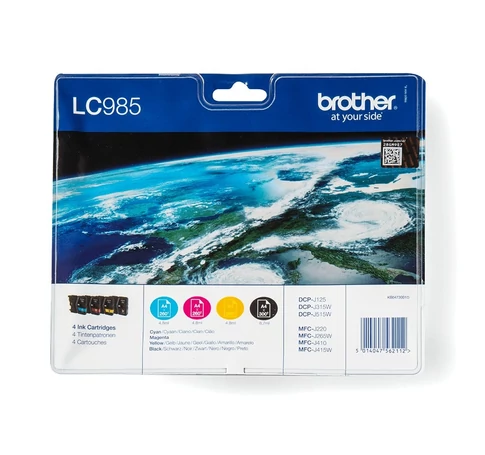 Brother LC-985VALBP tintapatron 4 dB Eredeti Fekete, Cián, Magenta, Sárga