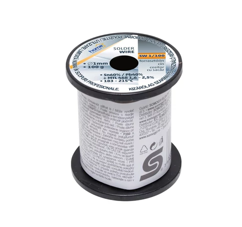 Home SW 1/100 forrasztóón, 1mm, 100g, európai gyártótól származó kiváló minőségű forrasztóón, összetétel: SN/PB: 60/40%, gyanta_ 2,0%