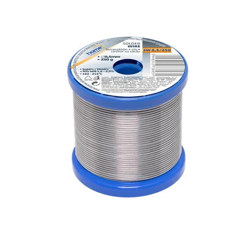 Home SW 0,5/250 forrasztóón, 0,5mm, 250g, európai gyártótól származó kiváló minőségű forrasztóón, összetétel: SN/PB: 60/40%, gyanta_ 2,0%