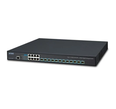 PLANET XGS-6350-12X8TR hálózati kapcsoló Vezérelt L3 Gigabit Ethernet (10/100/1000) 1U Fekete