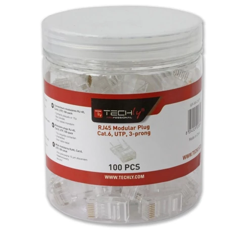 Techly IWP-JAR-C6RTY RJ45 Csatlakozó 8P/8C Cat6 UTP, Drót, 100 db