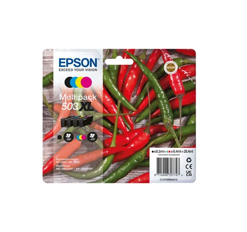 Epson 503XL tintapatron 4 db Eredeti Nagy (XL) kapacitású Fekete, Cián, Magenta, Sárga