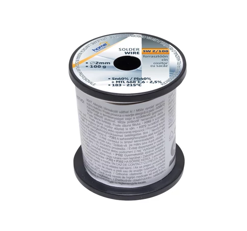 Home SW 2/100 forrasztóón, 2mm, 100g, európai gyártótól származó kiváló minőségű forrasztóón, összetétel: SN/PB: 60/40%, gyanta_ 2,0%