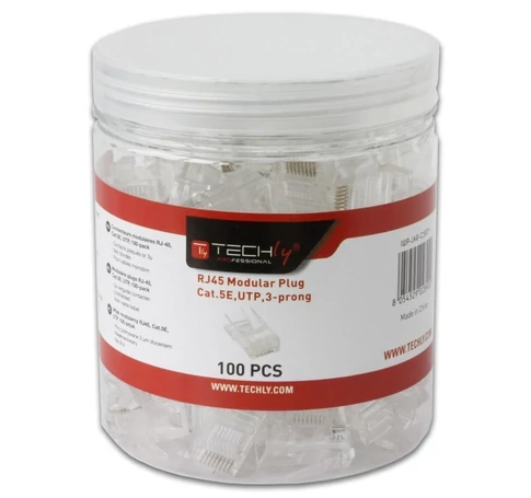 Techly IWP-JAR-C5RTY RJ45 Csatlakozó 8P/8C Cat5e UTP, Drót, 100 db