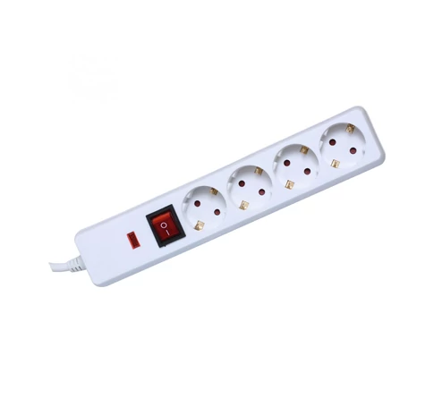 Home NVT 04K/WH túlfeszültség védett hálózati elosztó, 1,5 m, kapcsolós, H05VV-F 3G1,5 mm2 kábel, IP20 kivitel, 4 aljzat, max. 3500W