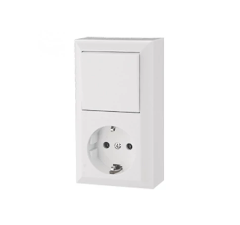 GAO 0314H Business Line IP20 földelt aljzat és váltókapcsoló, csatlakozóaljzat és váltókapcsoló kombináció, beltéri, 230 V~ / 50 Hz / 16/10 A, fehér
