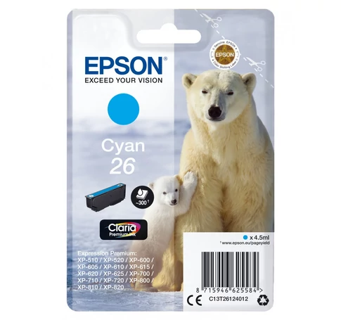 Epson Polar bear C13T26124012 tintapatron 1 db Eredeti Standard teljesítmény Cián