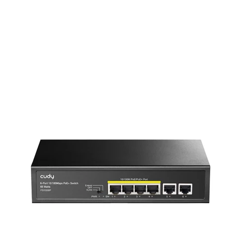 Cudy FS1006P hálózati kapcsoló Fast Ethernet (10/100) Ethernet-áramellátás (PoE) támogatása Fekete