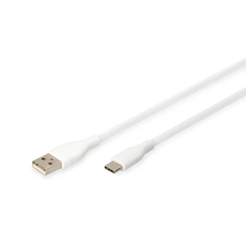 Szilikon tápkábel USB-A - USB-C, USB 2.0 60W, 1m fehér