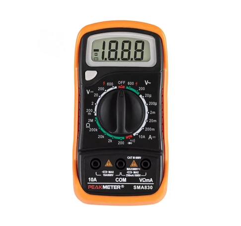 Home SMA 830 digitális multiméter, gyenfeszültség, váltófeszültség, egyenáram, ellenállás mérése, tartozékok: mérőzsinór