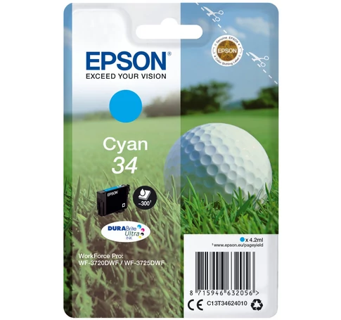 Epson Golf ball C13T34624010 tintapatron 1 db Eredeti Standard teljesítmény Cián
