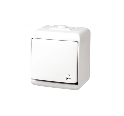 GAO 22061 nyomókapcsoló csengő jellel, kültéri IP44 kivitel, 230 V~ / 50 Hz / 10 A, fehér