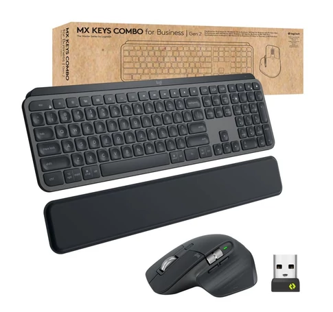 Logitech 920-010931 billentyűzet Egér mellékelve Irodai RF vezeték nélküli + Bluetooth QWERTY Északi Grafit