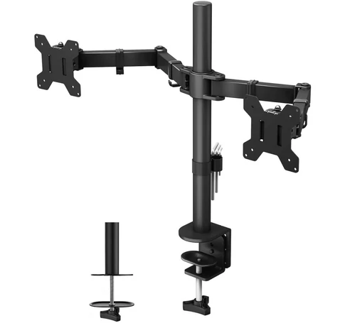Techly ICA-LCD 382-D Kétmonitoros állvány 13-27” LCD 10kg Asztali forgatható