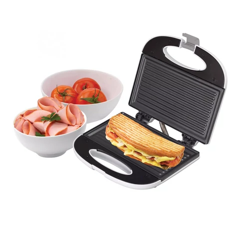 Home HG P 01 panini szendvicssütő, teljesítmény 750 W, tapadásmentes sütőfelület, jelzőfények