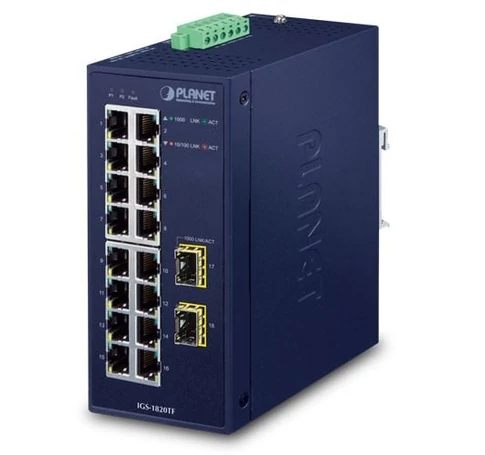 PLANET IGS-1820TF hálózati kapcsoló Beállítást nem igénylő (unmanaged) L2 Gigabit Ethernet (10/100/1000) Kék