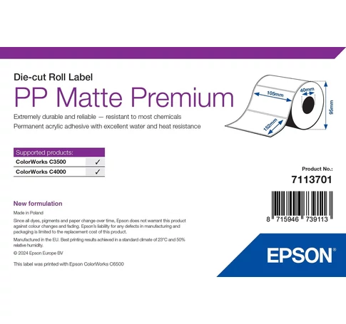Epson 7113701 nyomtató címke Fehér Öntapadós nyomtatócimke