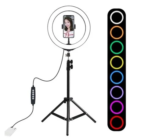 Puluz 1.1m állvány RGBW LED világítással 26cm vlog / stream / okostelefon PKT3044