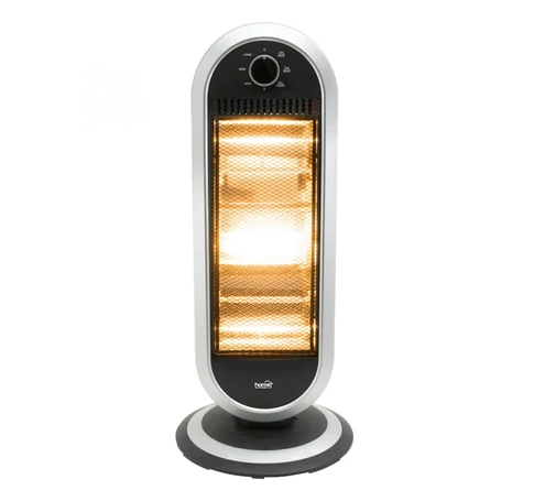 Home FK 231 álló elektromos halogén hősugárzó fűtőtest, 400W/800W/1200W, oszcillálás, IP20 védelem, fekete/ezüst