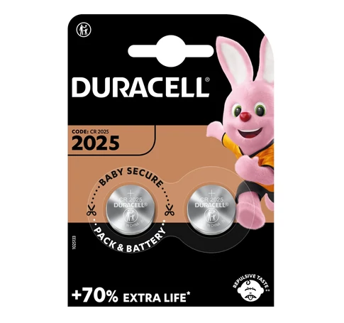 Duracell DL2025 10PP040029 lítium gombelem, 3,0 V feszültség, 2db/bliszter