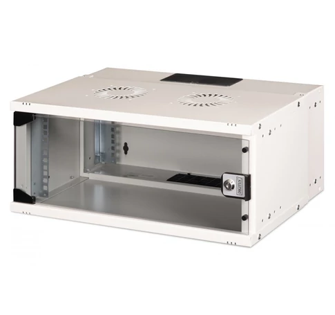 19" 4U falra szerelhető hálózati szekrény, SOHO PRO 240 x 540 x 400 mm, üvegajtó, szürke, szétszerelt, 60 kg