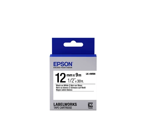 Epson Label Cartridge Standard Black/White 12mm (9m) címkéző szalag Fehéren fekete