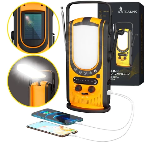 Extralink Power Ranger EPS-6000 | Powerbank | 6000mAh, FM rádió, LED lámpa, dinamó, napelem