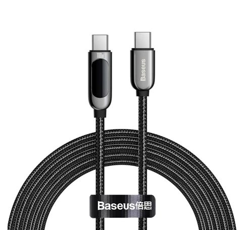 Baseus USB-C-USB-C kijelzőkábel, 100 W, 2 m (fekete)
