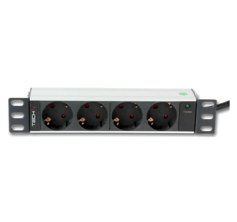 Techly I-CASE M10-4D 10' 1U X4 Elosztó - Schuko aljzatok