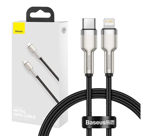 Baseus Cafule USB-C-Lightning kábel, PD, 20 W, 0,25 m (fekete)