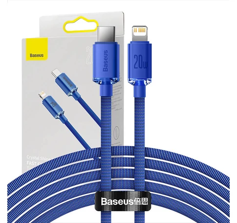 Baseus Crystal Shine USB-C-Lightning kábel, 20W, PD, 2m (kék)