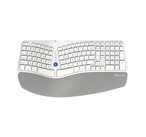 Delux GM901D BT+2.4G ergonomikus vezeték nélküli billentyűzet (fehér) (QWERTY)