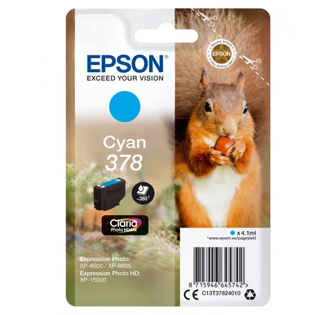 Epson Squirrel C13T37824010 tintapatron 1 db Eredeti Standard teljesítmény Cián