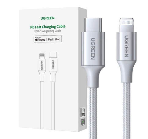 UGREEN US304 USB-C 2.0-Lightning kábel, 3A, 1m (ezüst)