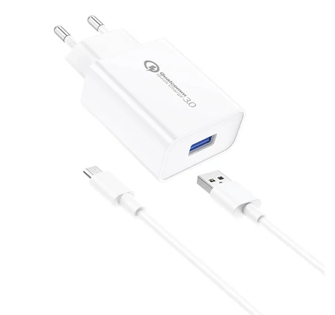 Foneng EU13 hálózati töltő + USB-Micro-USB kábel, 3A (fehér)