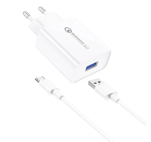 Foneng EU13 hálózati töltő + USB-C kábel, 3A (fehér)