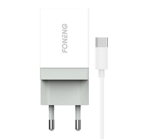 Foneng K210 hálózati töltő, 1xUSB + USB-C kábel, 1m