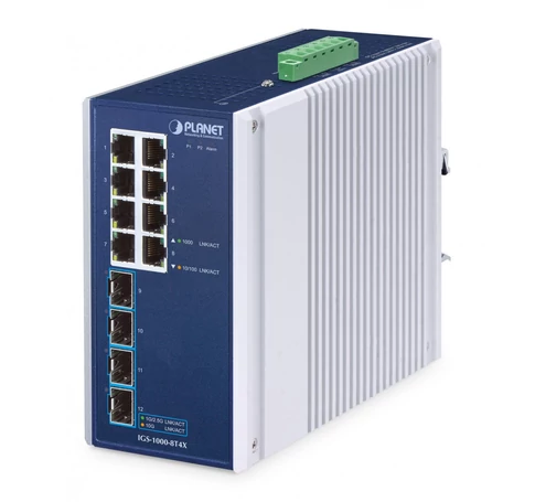 Planet IGS-1000-8T4X Ipari 8-portos nem kezelt Gigabit Ethernet kapcsoló