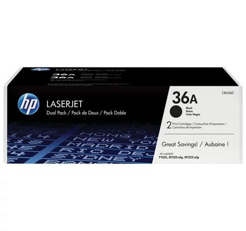 HP 36A 2-pack Black Original LaserJet Toner Cartridges