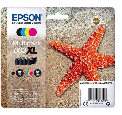 Epson C13T03A64010 tintapatron 1 dB Eredeti Nagy (XL) kapacitású Fekete, Cián, Magenta, Sárga