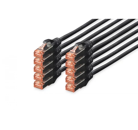 Digitus DK-1644-005-BL-10 hálózati kábel Fekete 0,5 M Cat6 S/FTP (S-STP)